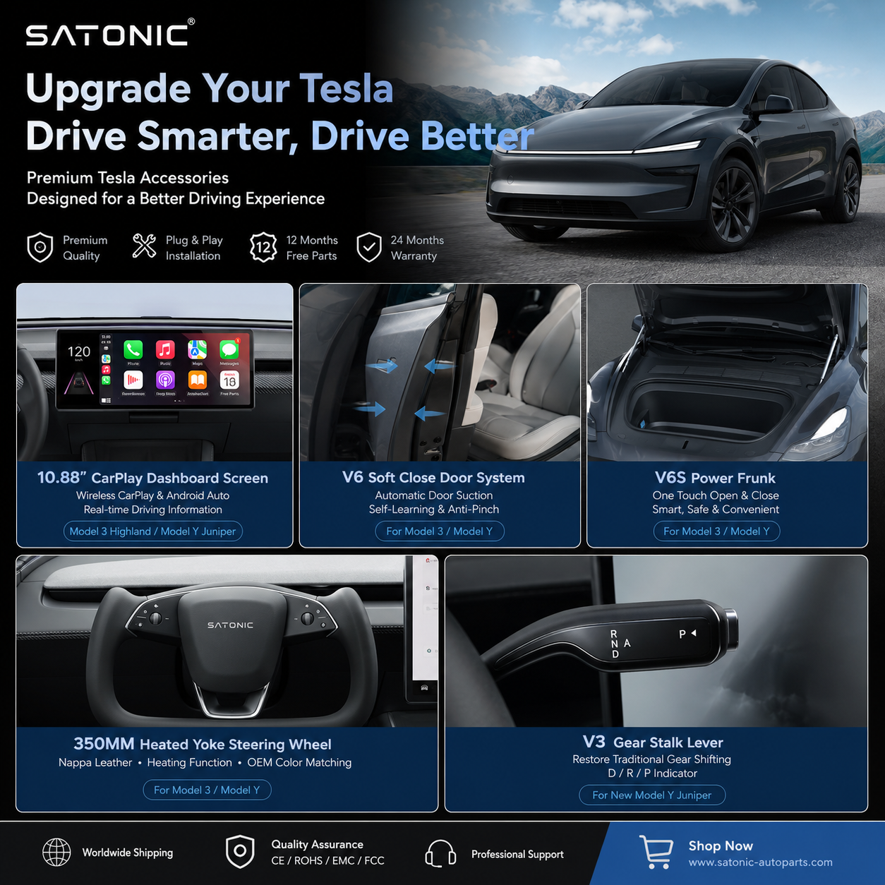 Best Tesla Accessories 2026 | SATONIC Tesla Upgrades for Model 3 & Mod