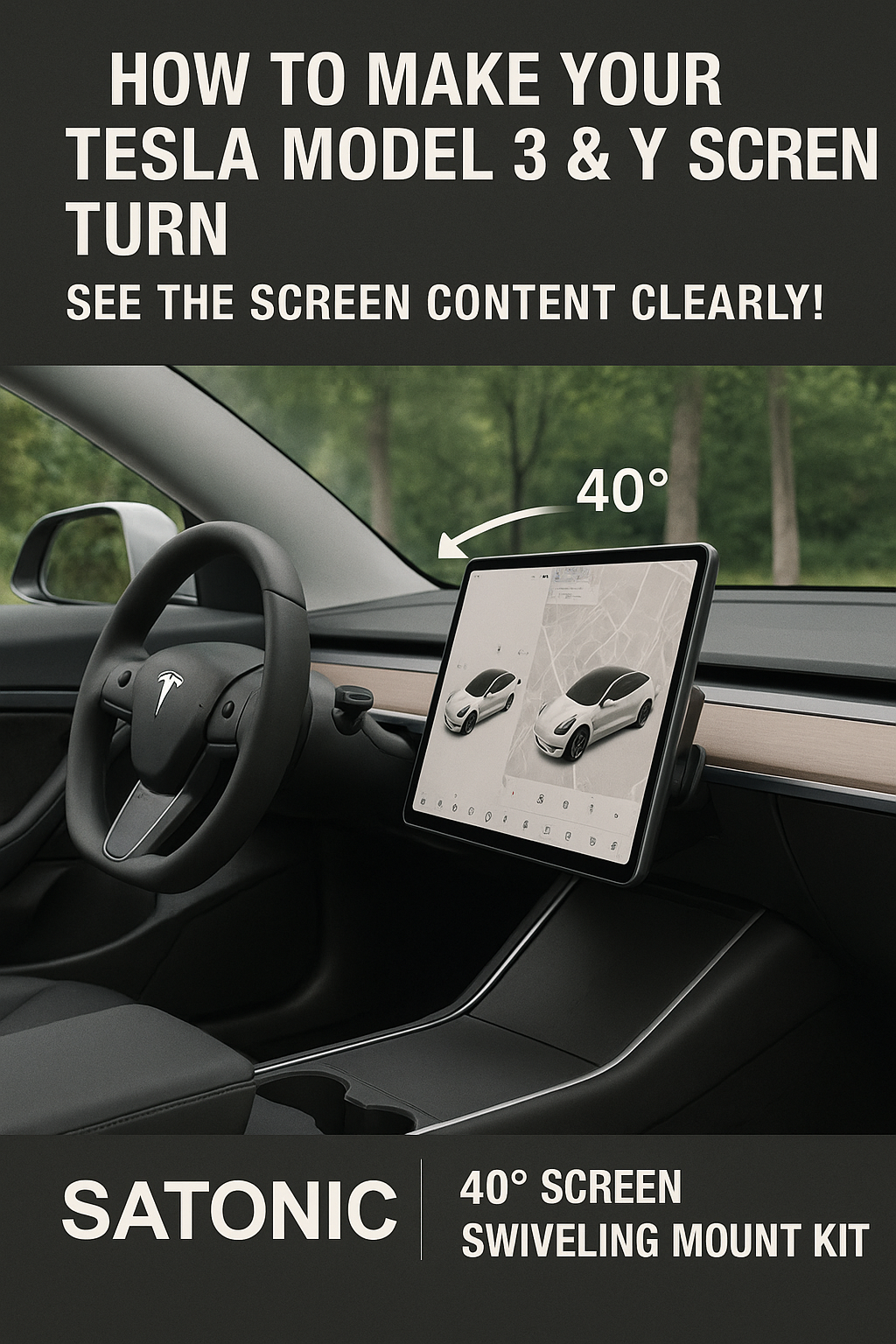How to Make Your Tesla Model 3 & Y Screen Turn – See Everything Clearly with the SATONIC 40° Swiveling Mount Kit!