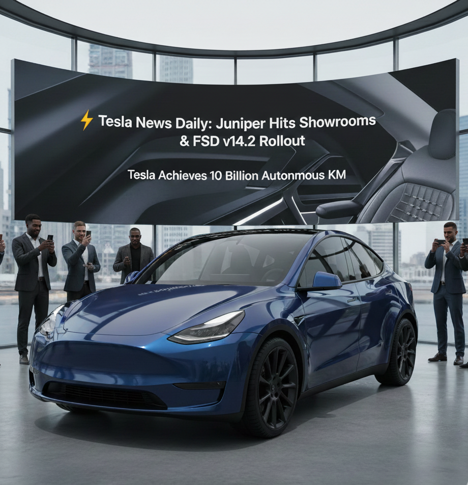 Tesla News Daily: Juniper Hits Showrooms & FSD v14.2 Rollout