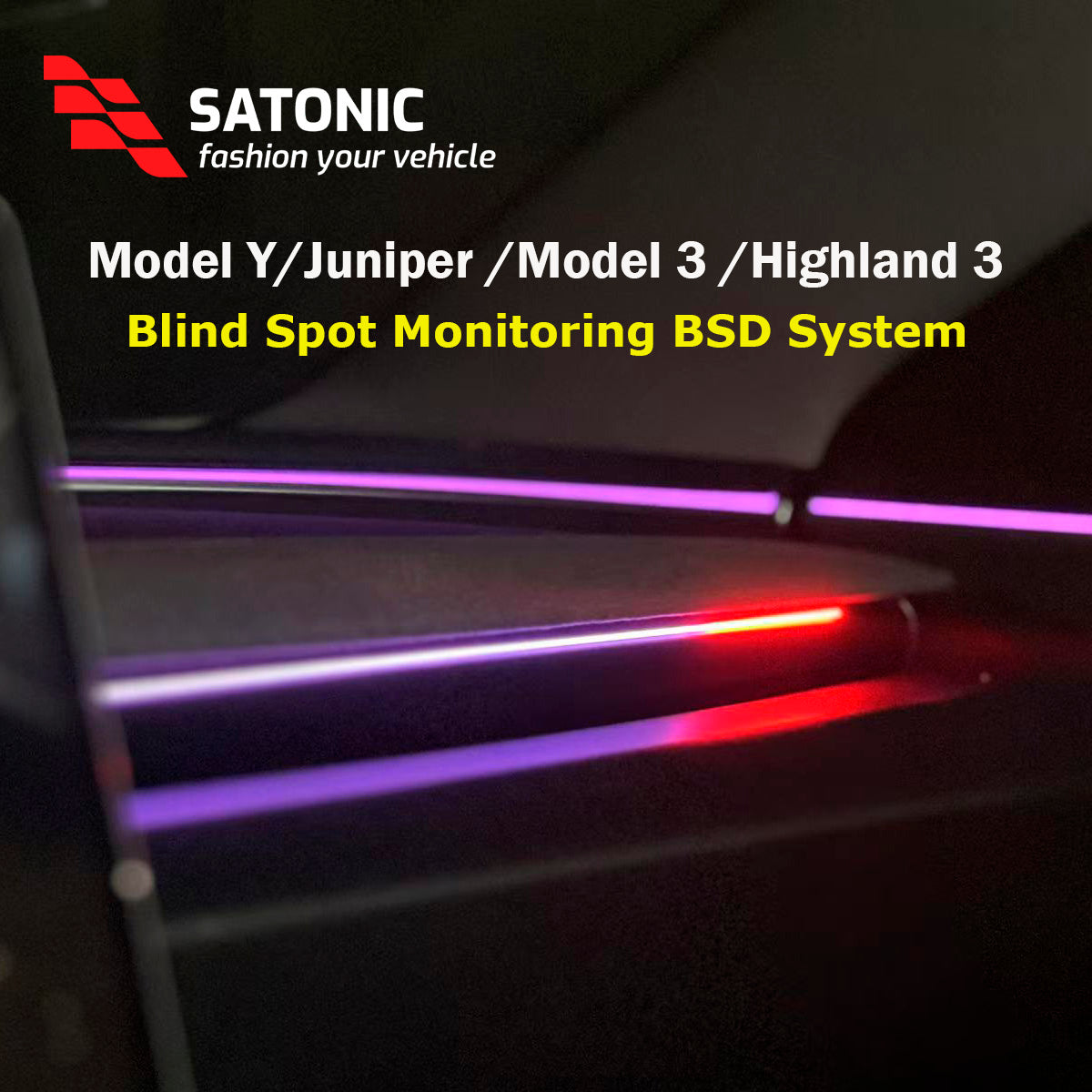 Model Y Juniper & Model 3 Highland Air Vent BSD Blind Spot Monitoring with Ambient LED Light
