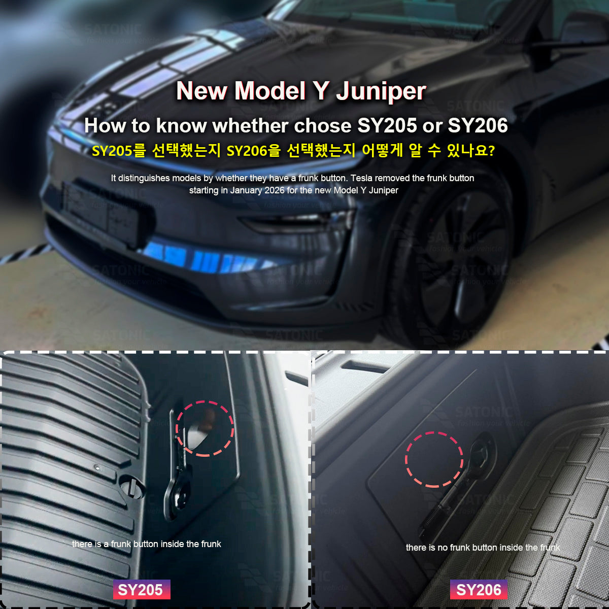 Tesla Model Y & 3 自動パワーフランクリフティング SATONIC V6S Tesla Model Y & 3 自動パワーフランクリフティング SATONIC V6S