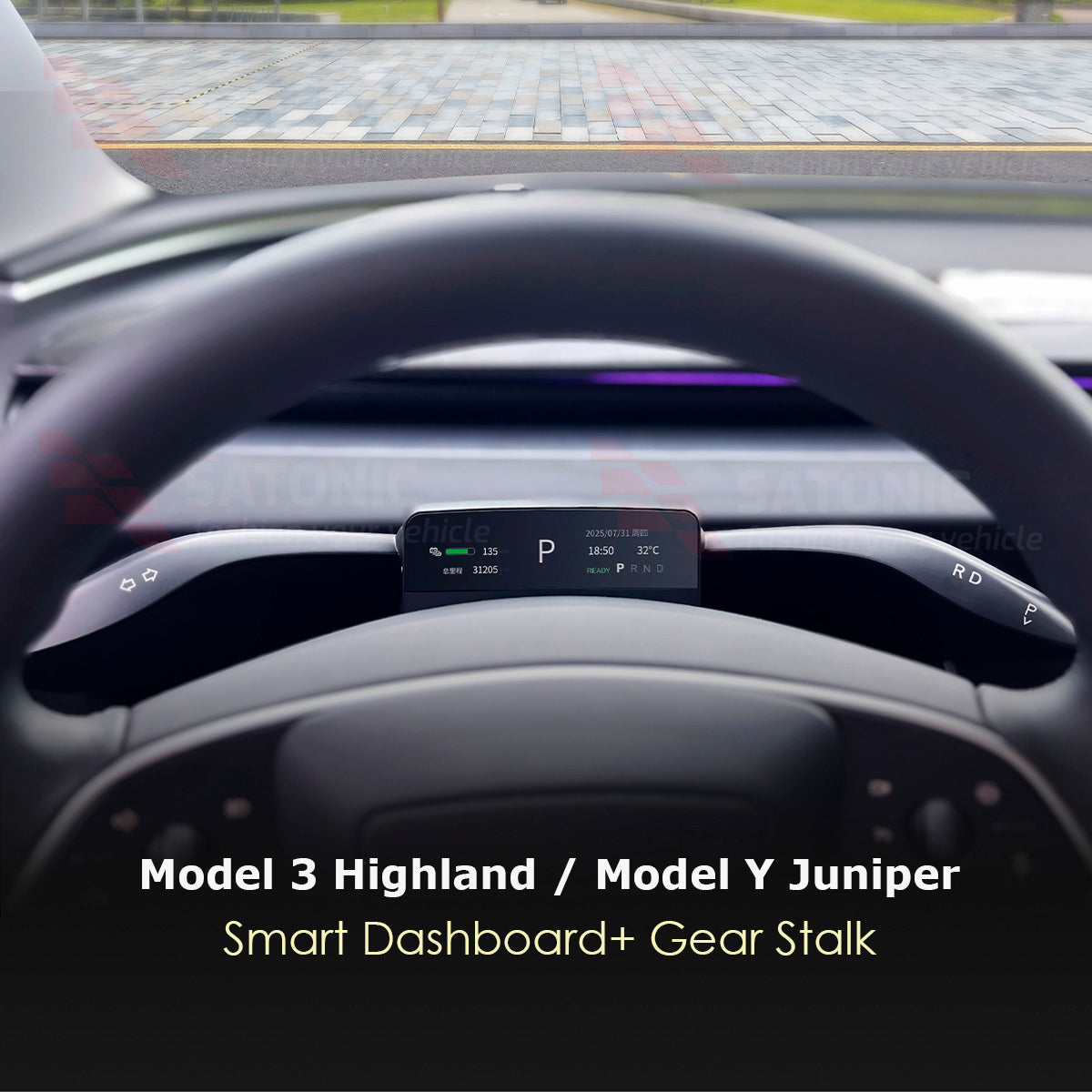 Tesla New Model Y Juniper & Model 3 Highland Smart HUD Head Up with Gear Stalk