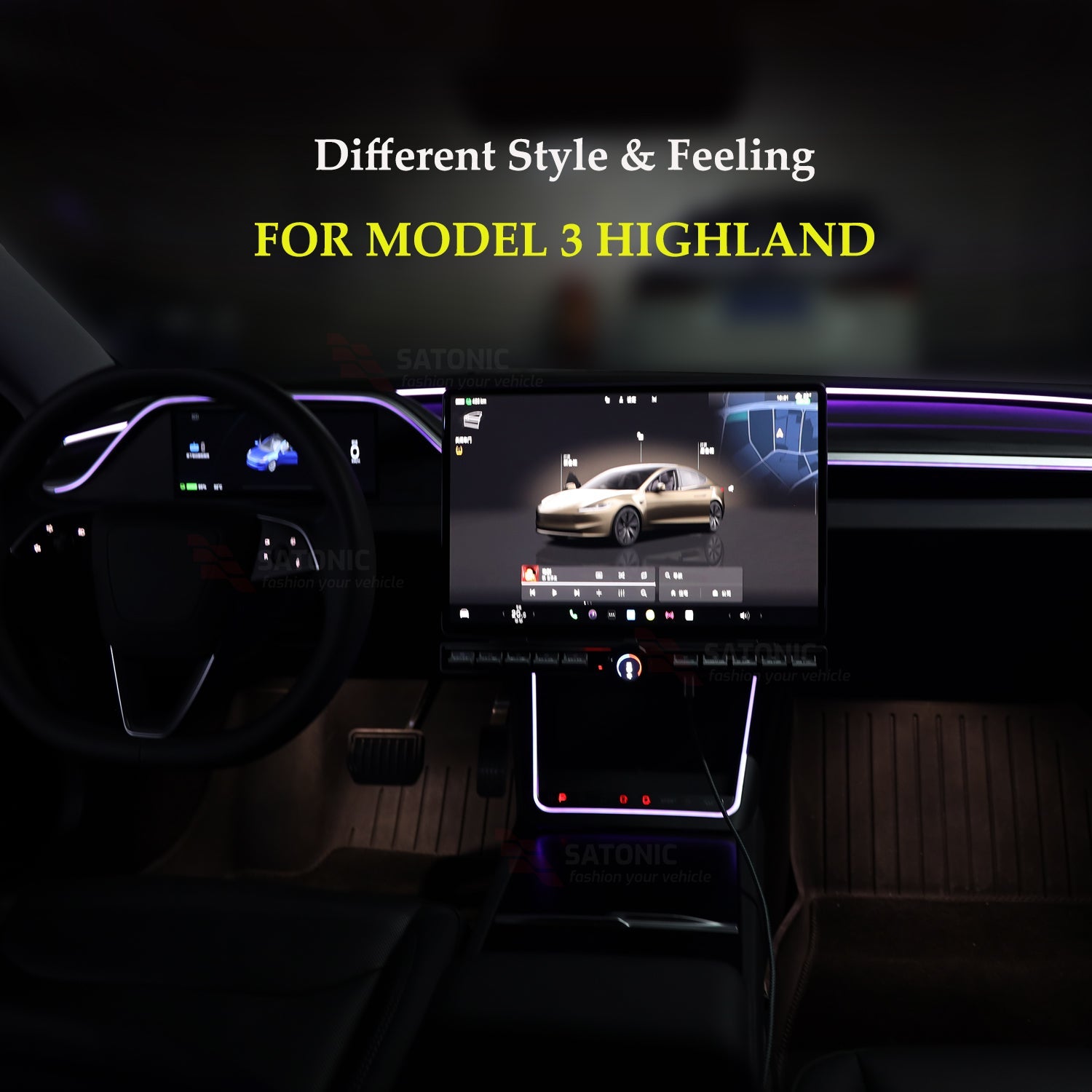 9 - Inch Dashboard Screen Panel for Tesla Model 3 Highland - SATONIC