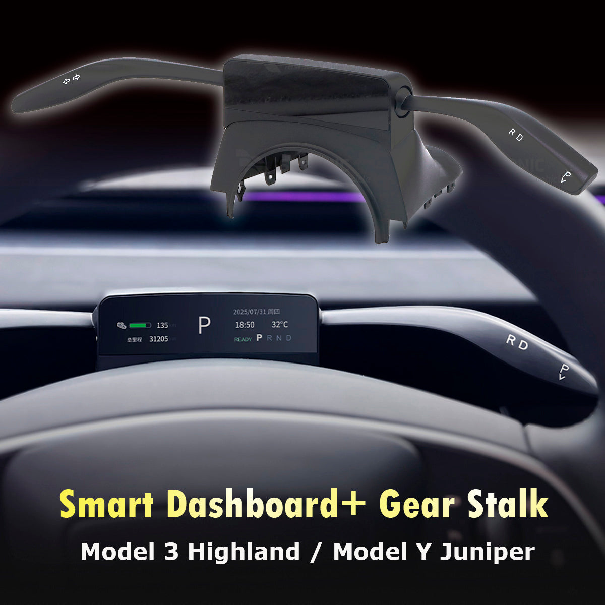Tesla New Model Y Juniper & Model 3 Highland Smart HUD Head Up with Gear Stalk