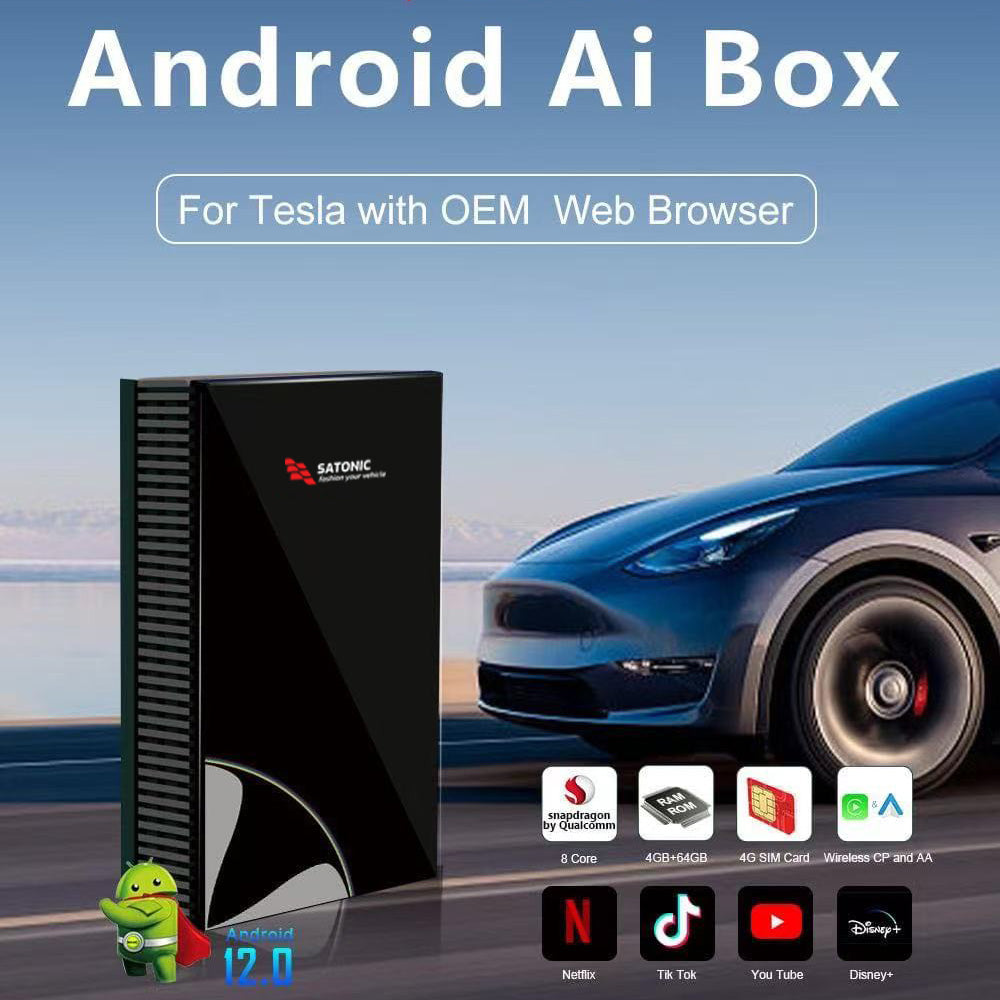 Tesla Andriod 12 Carplay Box Qualcomm IC & 4G 64G Memory GPS Support