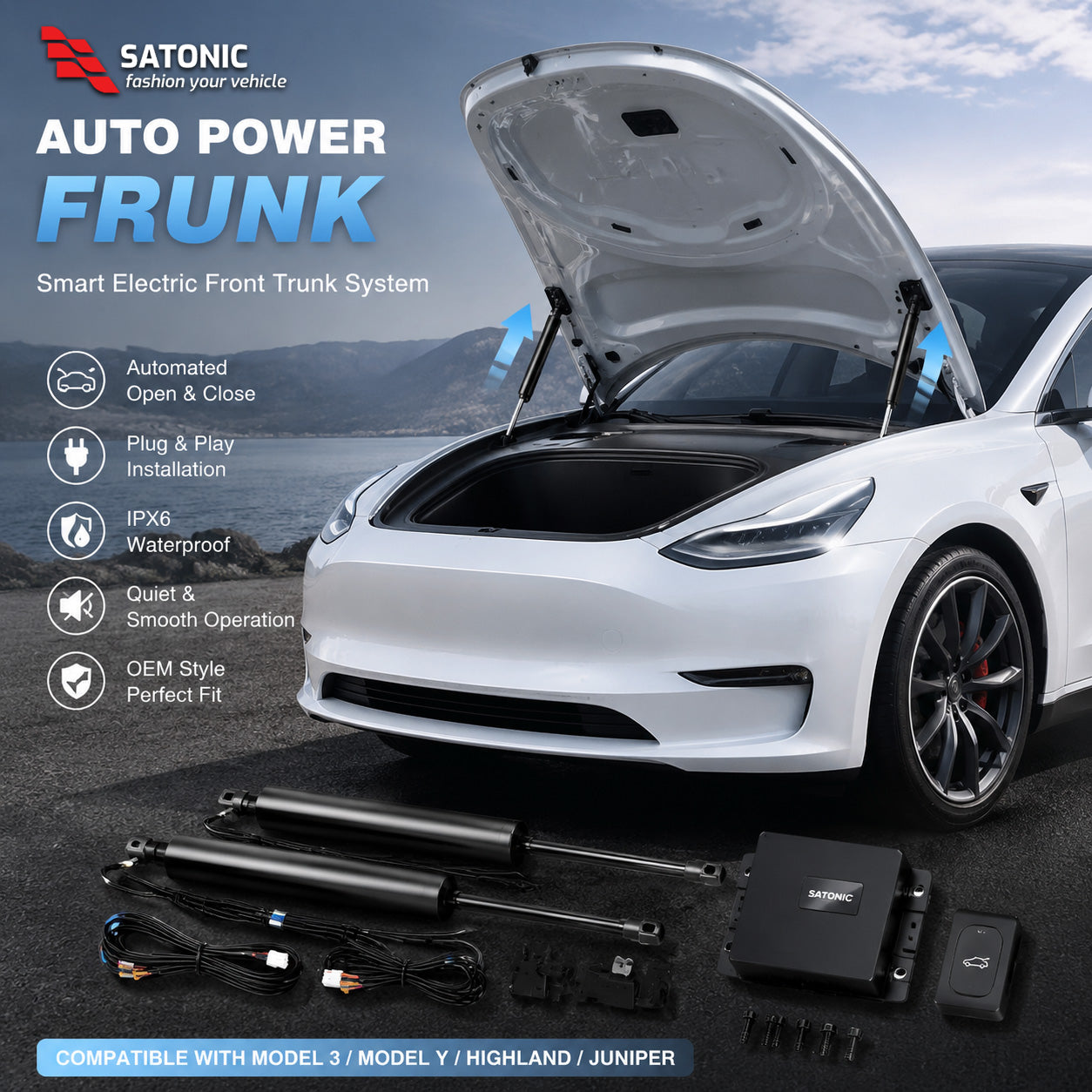 み*く様 テスラ　モデル3用オートフランク　satonic model3 パワー Tesla Model Y & 3 自動パワーフランクリフティング SATONIC V6S