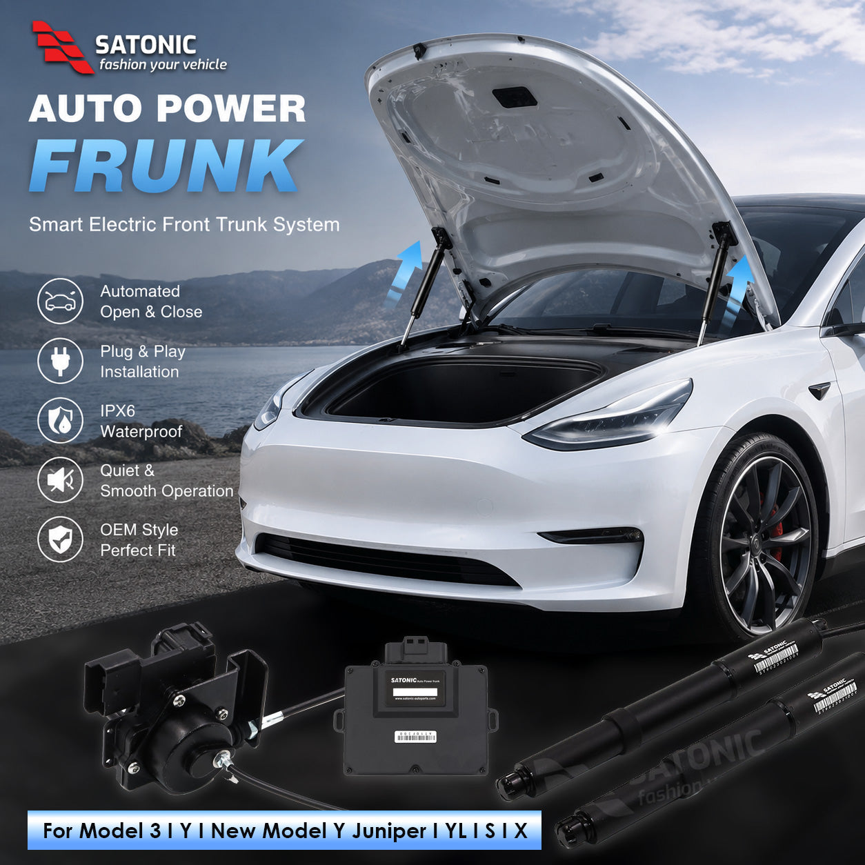 み*く様 テスラ　モデル3用オートフランク　satonic model3 パワー Tesla Model Y & 3 自動パワーフランクリフティング SATONIC V6S