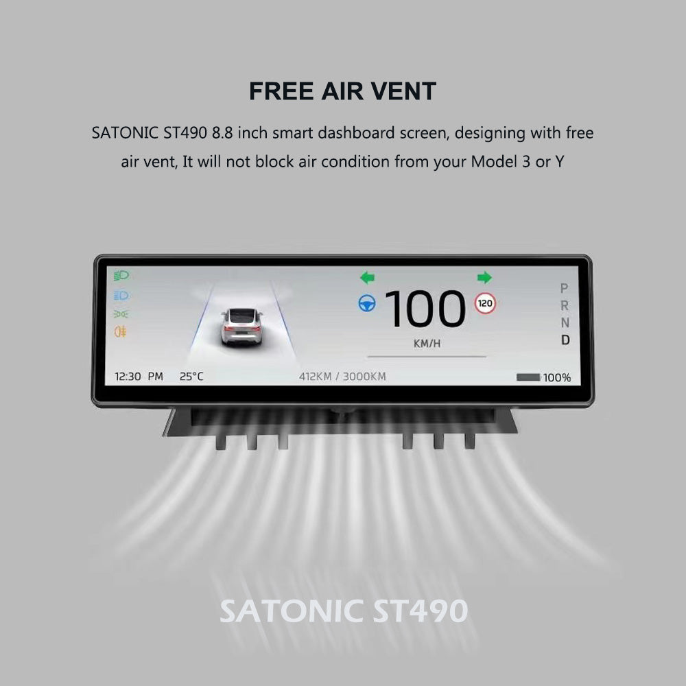SATONIC 8.8 Inch Carplay Dashboard For Tesla Model 3 & Y