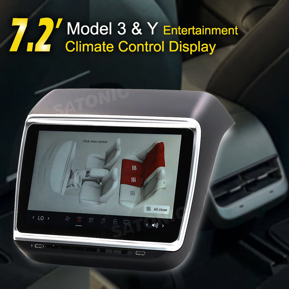 7.2” Model 3 & Y Rear Entertainment & Climate Control Displayer