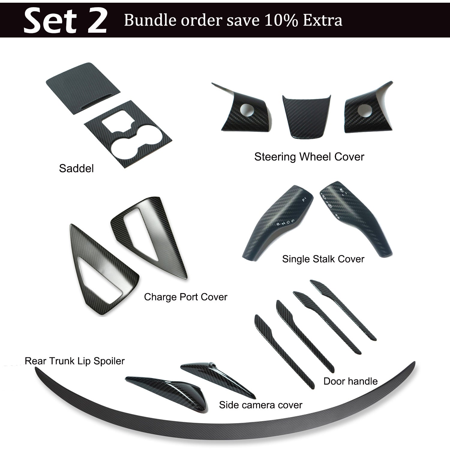 Model 3&Y Real Carbon Fiber Rear Trunk Lip Spoiler (Bundle Order)