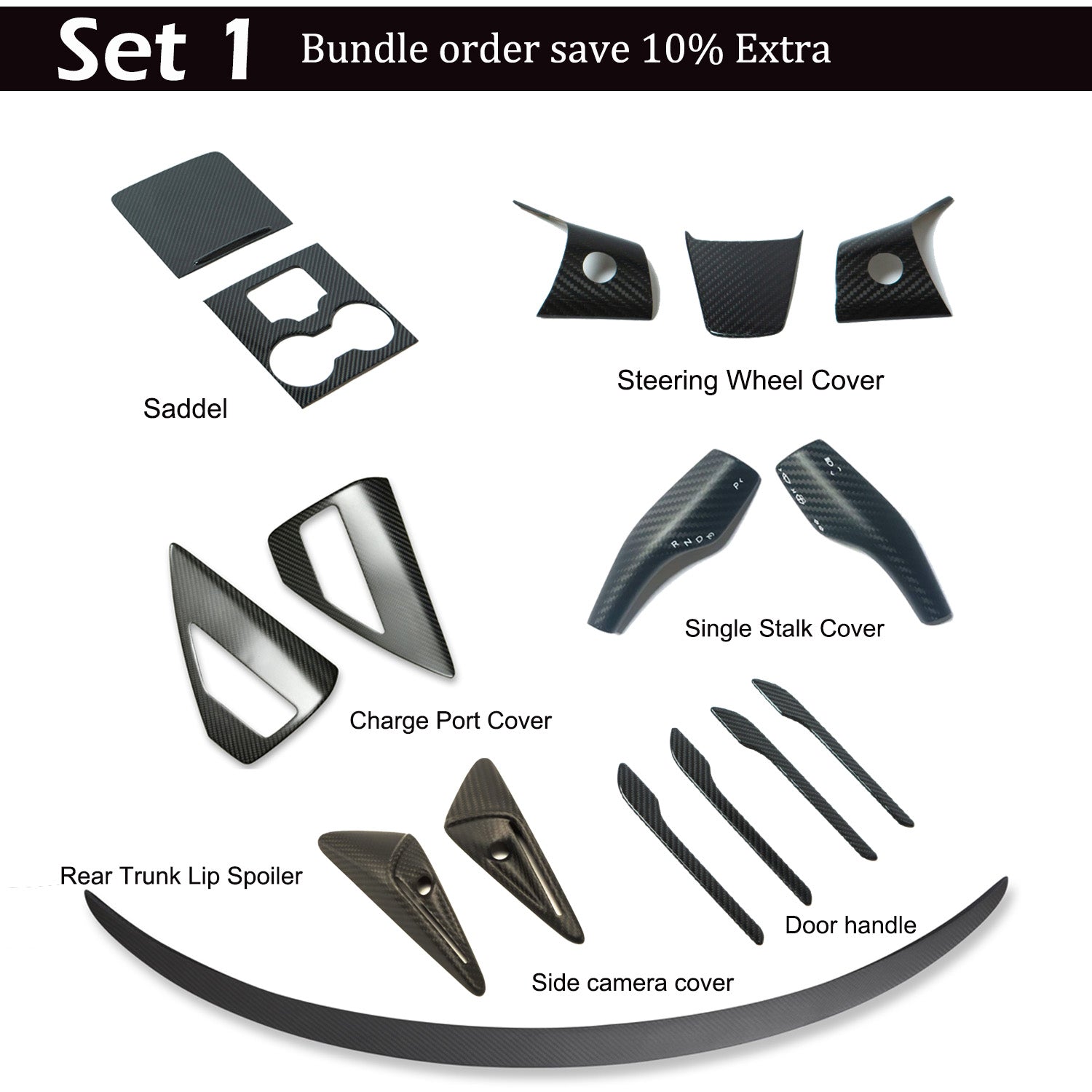 Model 3&Y Real Carbon Fiber Rear Trunk Lip Spoiler (Bundle Order)